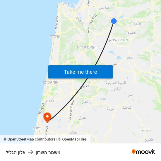 אלון הגליל to משמר השרון map