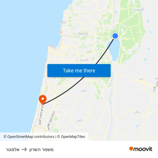 אלמגור to משמר השרון map
