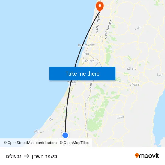 גבעולים to משמר השרון map