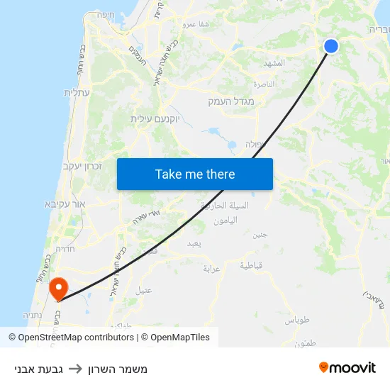 גבעת אבני to משמר השרון map