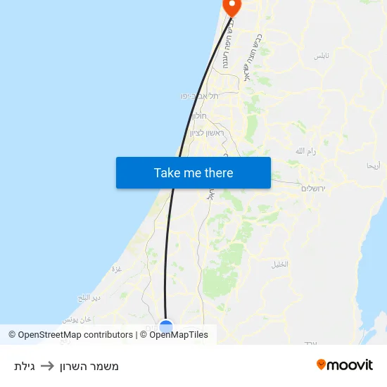 גילת to משמר השרון map