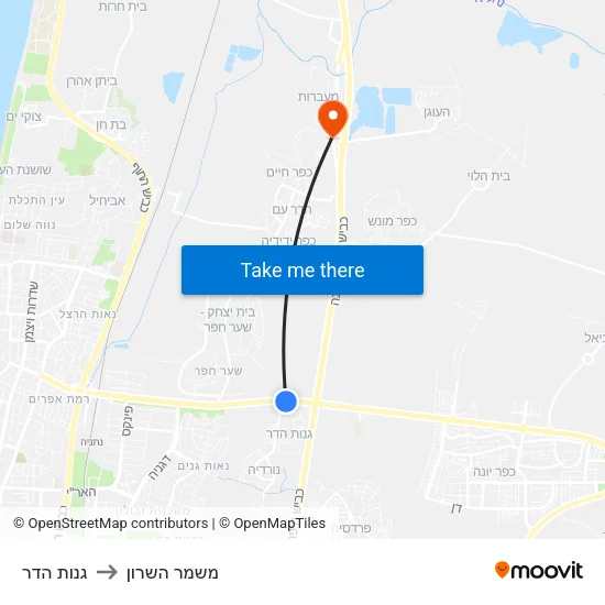גנות הדר to משמר השרון map