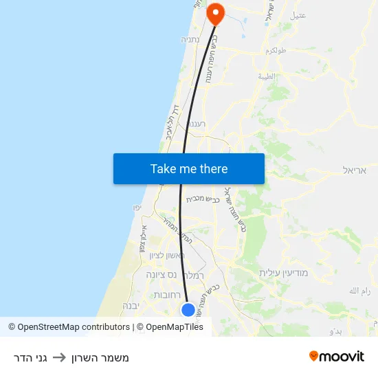 גני הדר to משמר השרון map