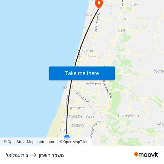 בית גמליאל to משמר השרון map