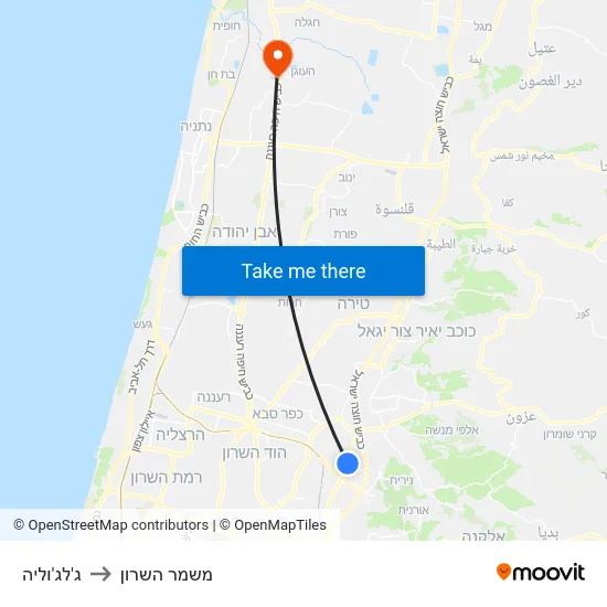 ג'לג'וליה to משמר השרון map