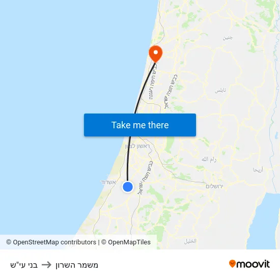 בני עי"ש to משמר השרון map