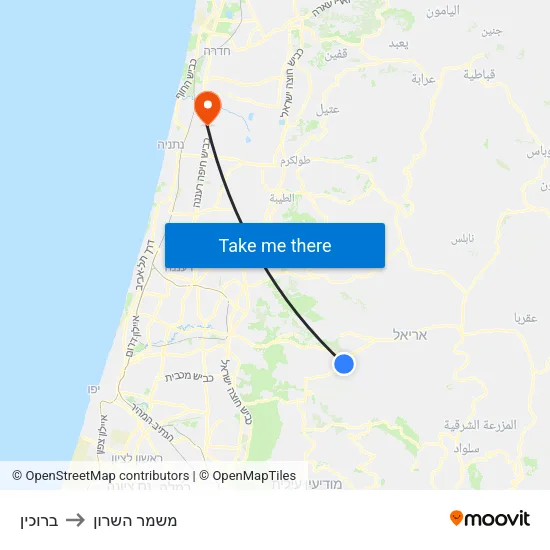 ברוכין to משמר השרון map