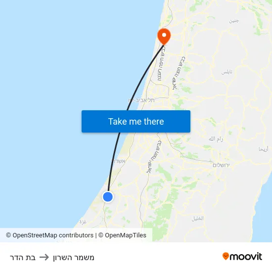 בת הדר to משמר השרון map
