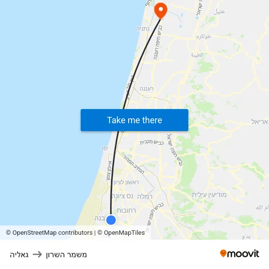 גאליה to משמר השרון map