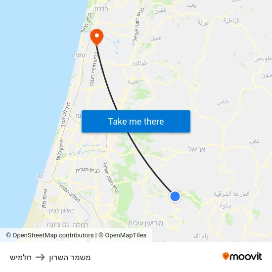 חלמיש to משמר השרון map