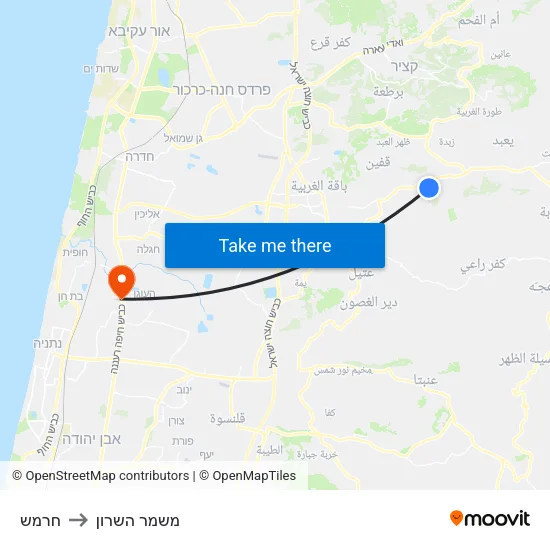חרמש to משמר השרון map