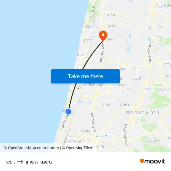 געש to משמר השרון map
