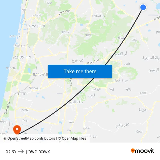 היוגב to משמר השרון map