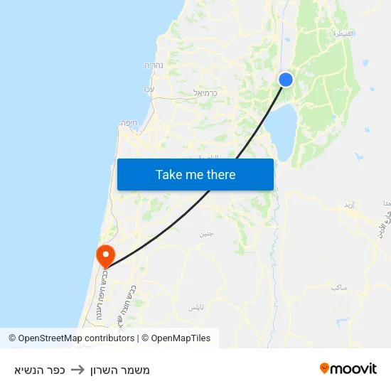 כפר הנשיא to משמר השרון map