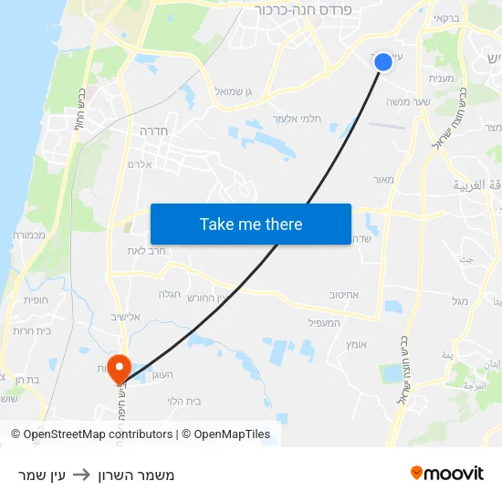 עין שמר to משמר השרון map