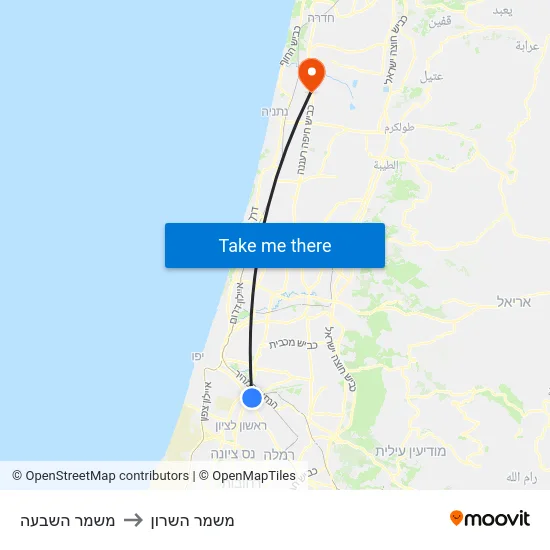 משמר השבעה to משמר השרון map