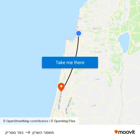 כפר מסריק to משמר השרון map