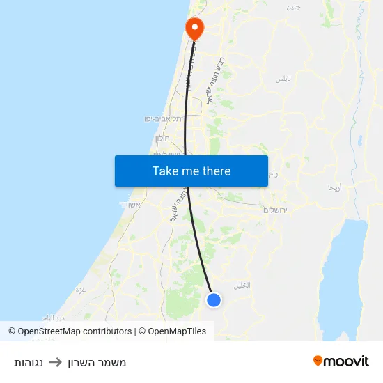 נגוהות to משמר השרון map