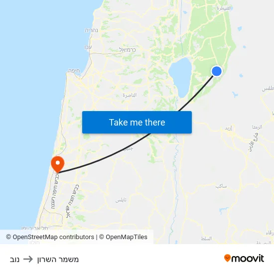 נוב to משמר השרון map