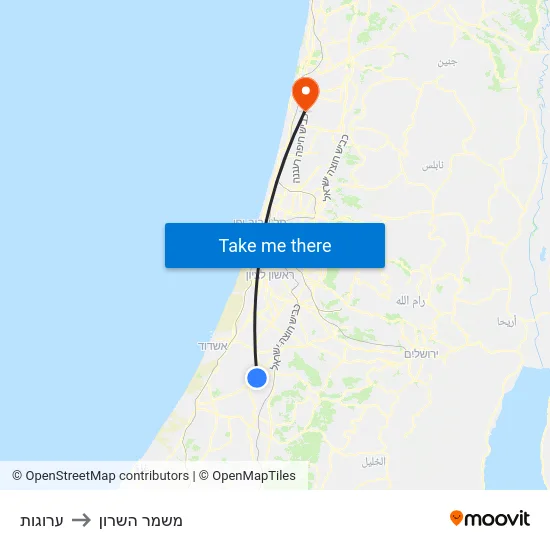 ערוגות to משמר השרון map