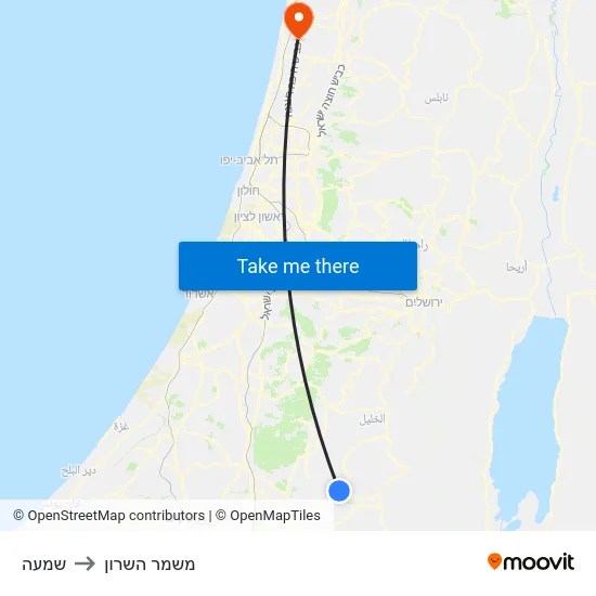 שמעה to משמר השרון map