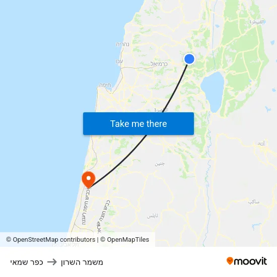 כפר שמאי to משמר השרון map