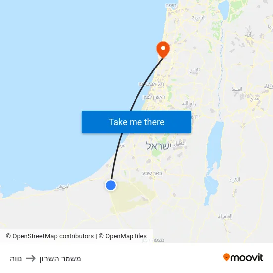 נווה to משמר השרון map