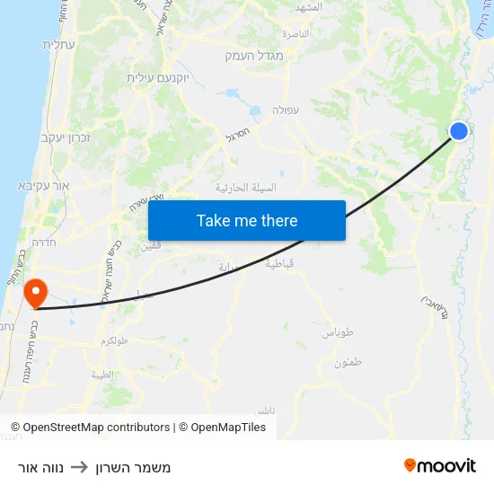 נווה אור to משמר השרון map