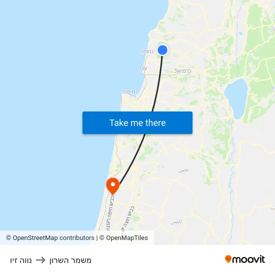נווה זיו to משמר השרון map
