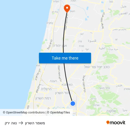 נווה ירק to משמר השרון map