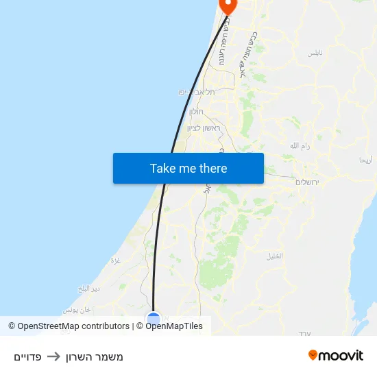 פדויים to משמר השרון map