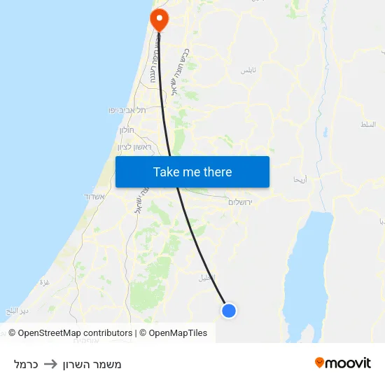כרמל to משמר השרון map