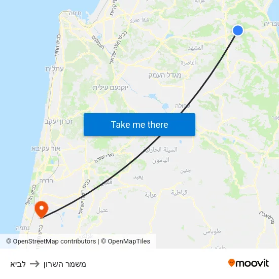 לביא to משמר השרון map
