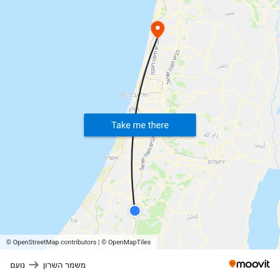 נועם to משמר השרון map