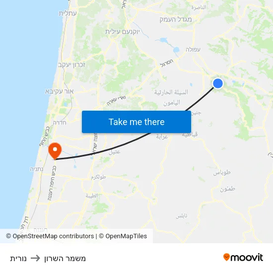 נורית to משמר השרון map