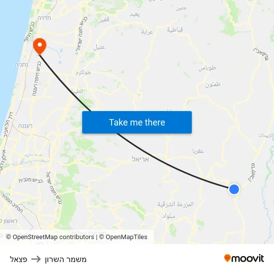 פצאל to משמר השרון map