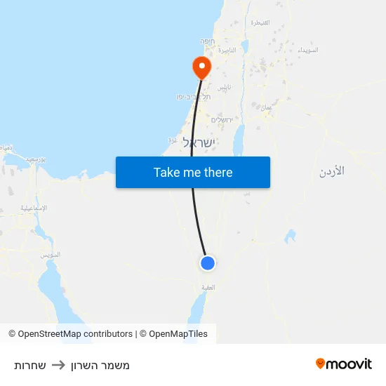 שחרות to משמר השרון map