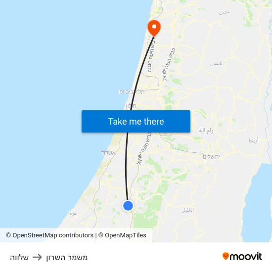 שלווה to משמר השרון map