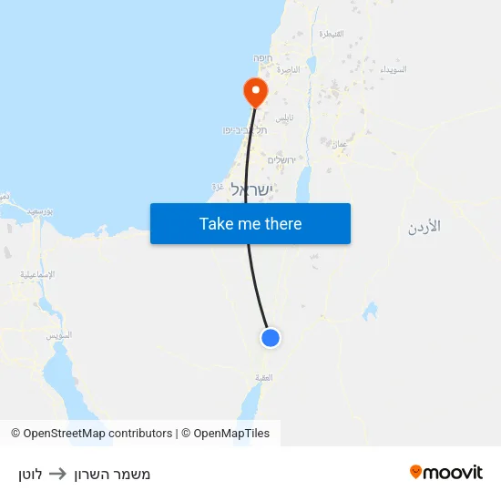 לוטן to משמר השרון map