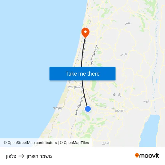 צלפון to משמר השרון map