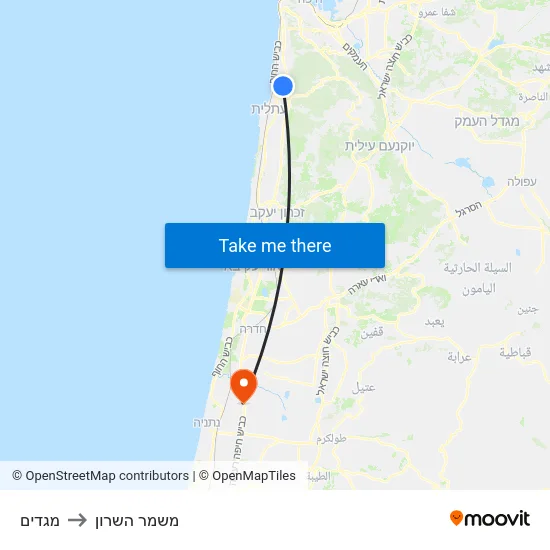 מגדים to משמר השרון map