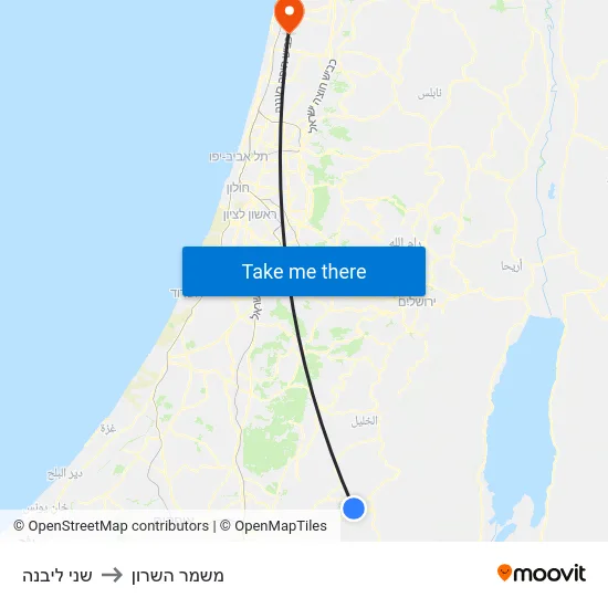 שני ליבנה to משמר השרון map