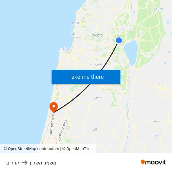 קדרים to משמר השרון map