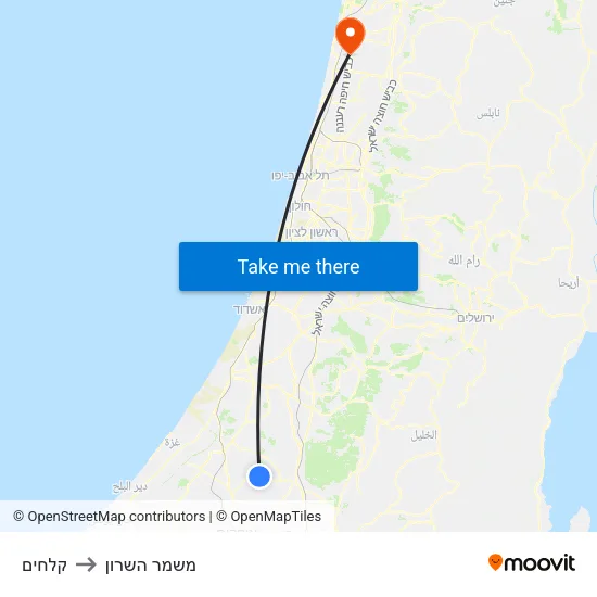 קלחים to משמר השרון map