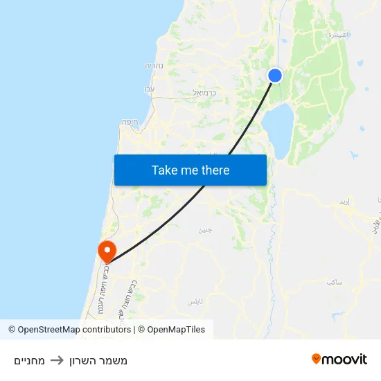 מחניים to משמר השרון map