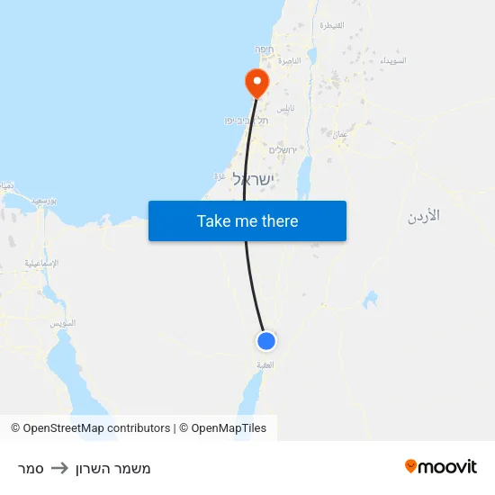 סמר to משמר השרון map