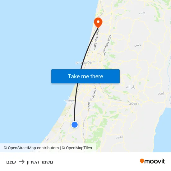 עוצם to משמר השרון map