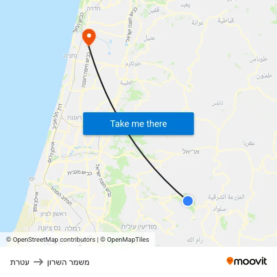 עטרת to משמר השרון map