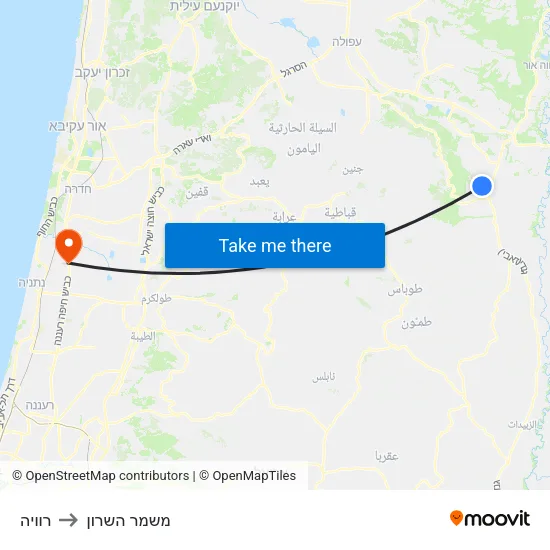 רוויה to משמר השרון map