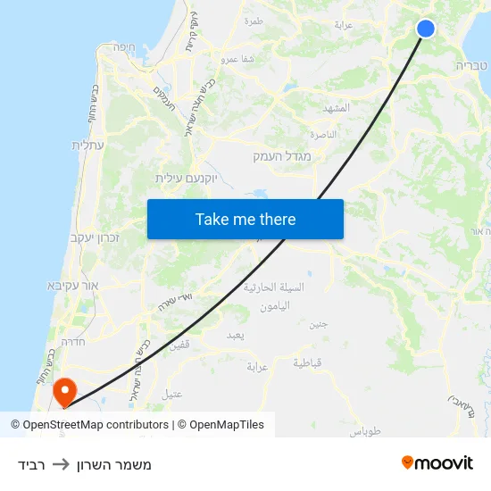 רביד to משמר השרון map